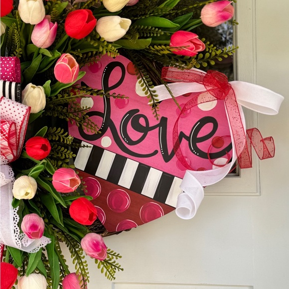 SOLD LOCALLY Love Valentine’s Day Wreath - Picture 4 of 10
